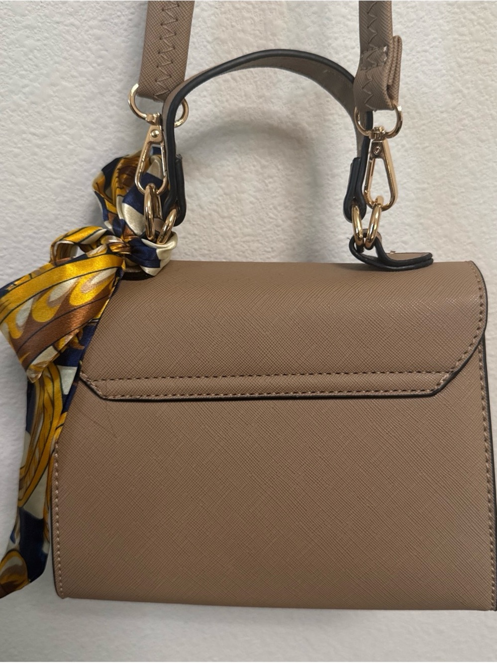 Taupe Top-Handle Satchel - Gold Hardware - Picture 2 of 3